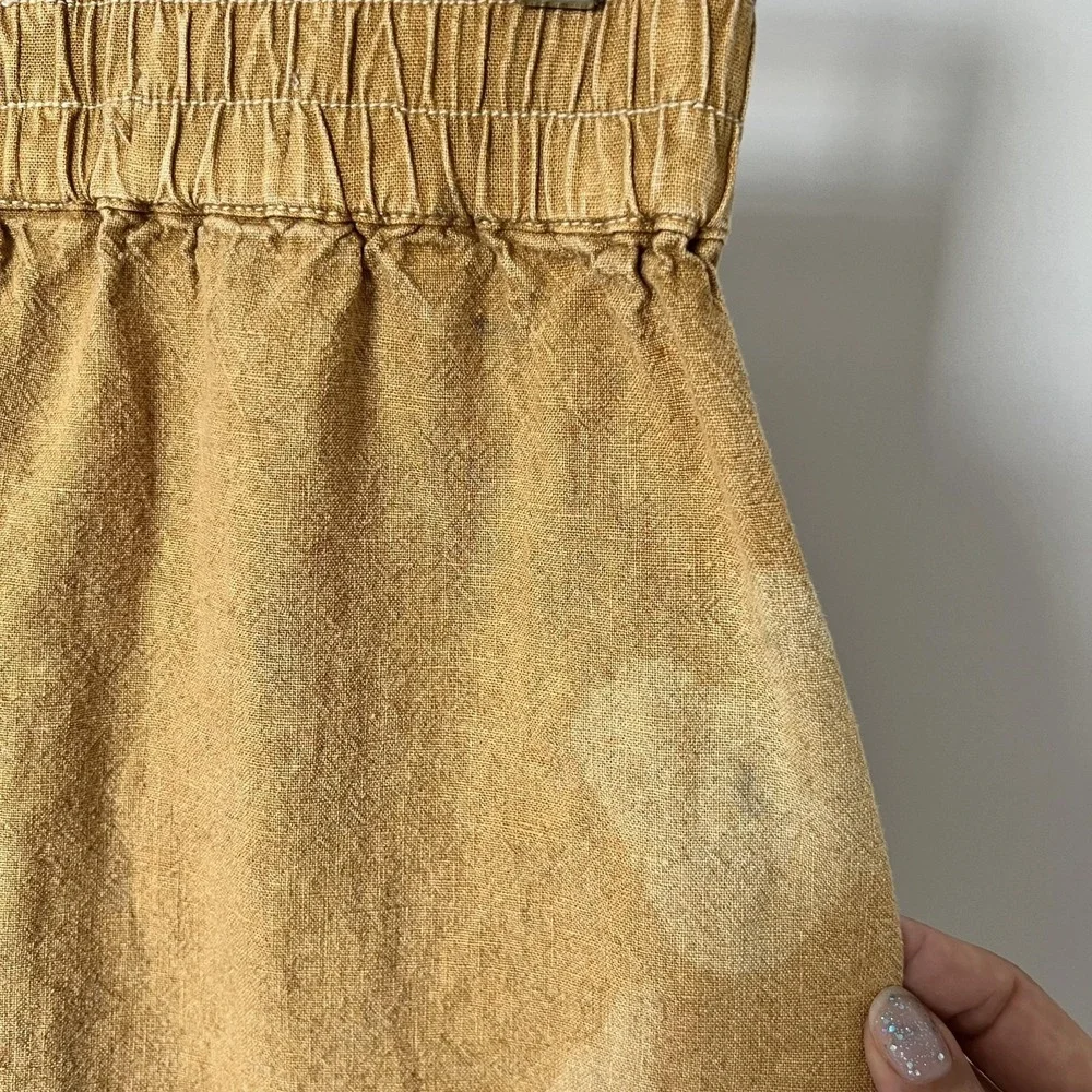 Anthropologie Pilcro Mini Skirt XS Yellow Linen Tie Dye Frayed Hem Boho - Picture 5 of 11